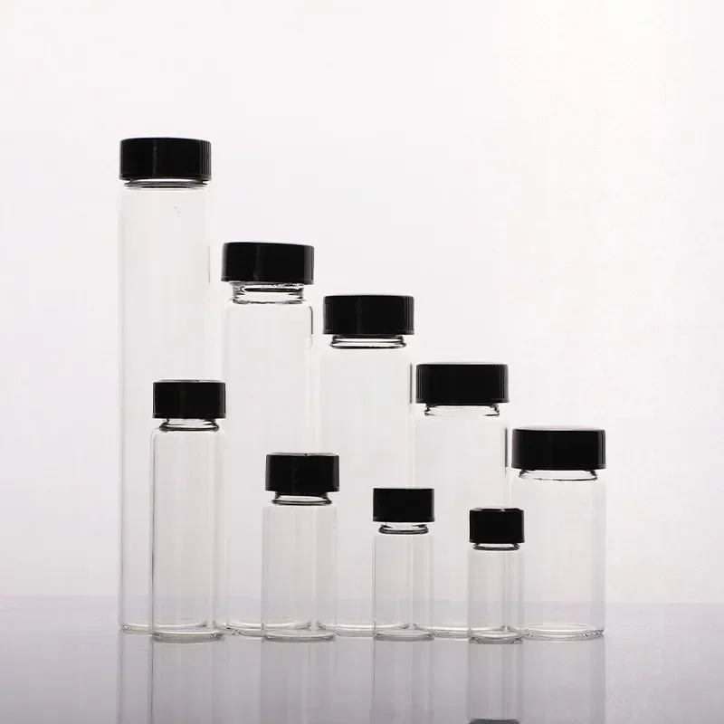 2mL-60mL  Glass Sample Bottle Brown Amber Screw with Plastic Cap and PE Pad Laboratory Chemistry Equipment