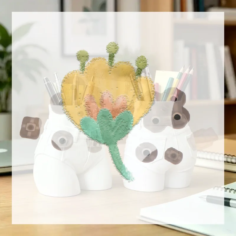 Modern Slender Waist Pencil Cup 3D Printed Stationery Storage Pen Holder for Art Studio Desktop Supplies Organization