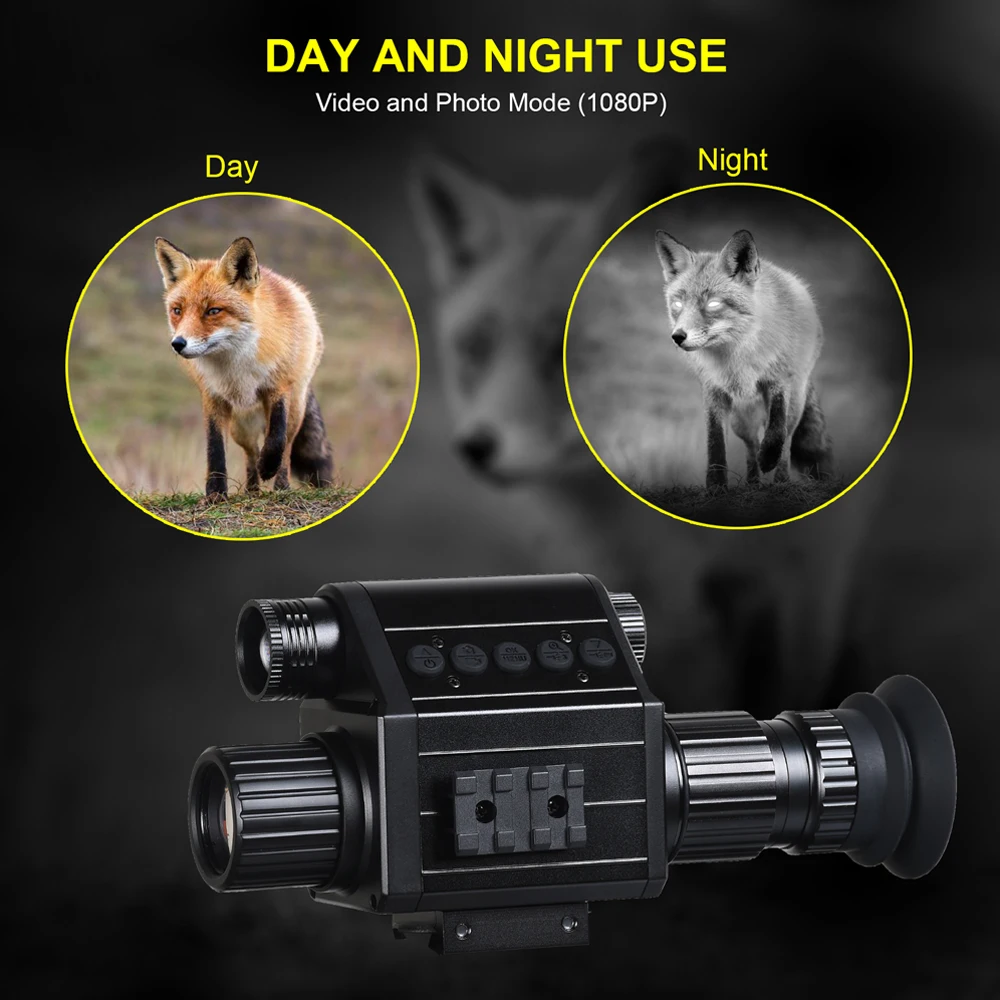 Hunting Camera Night Vision Scope Sight HD 1080P Video Recording Infrared Technology 5X Zoom Long Range Viewing for Hunting