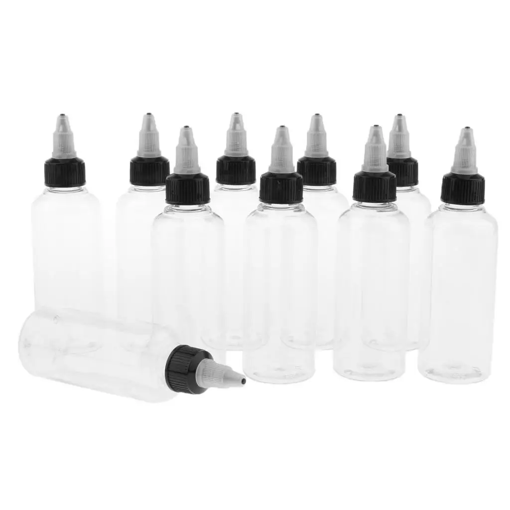 Squeeze Bottles with Twist Cap Clear 100ml PET Tip Applicator Leakproof Set for Ink Oil Solvent Use