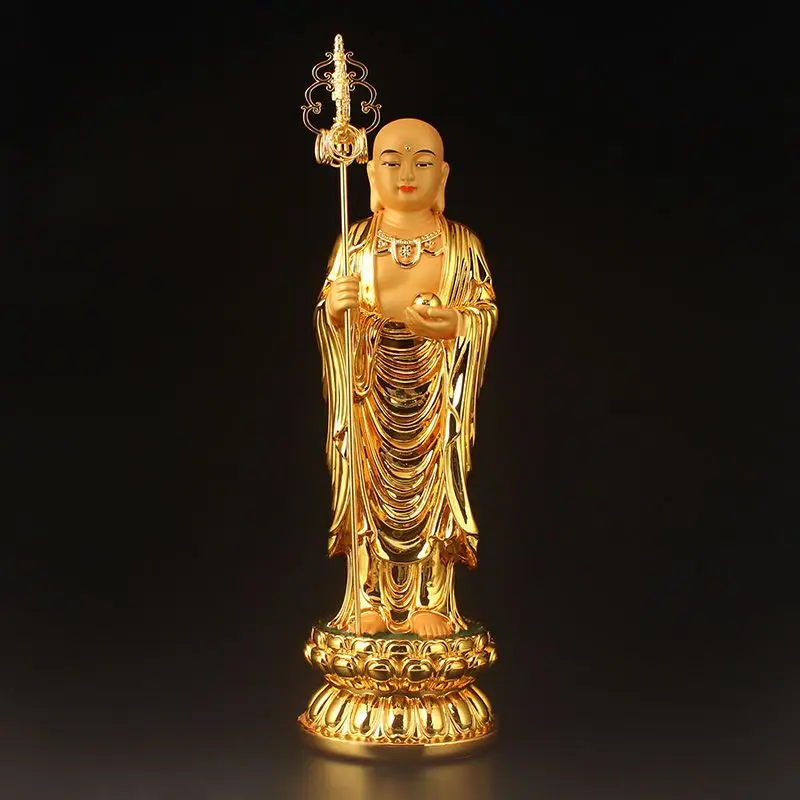 Ksitigarbha Bodhisattva Small Buddha Statue Standing Jiuhuashan Altar Decoration Sacred Worship Peace Buddha Auspicious