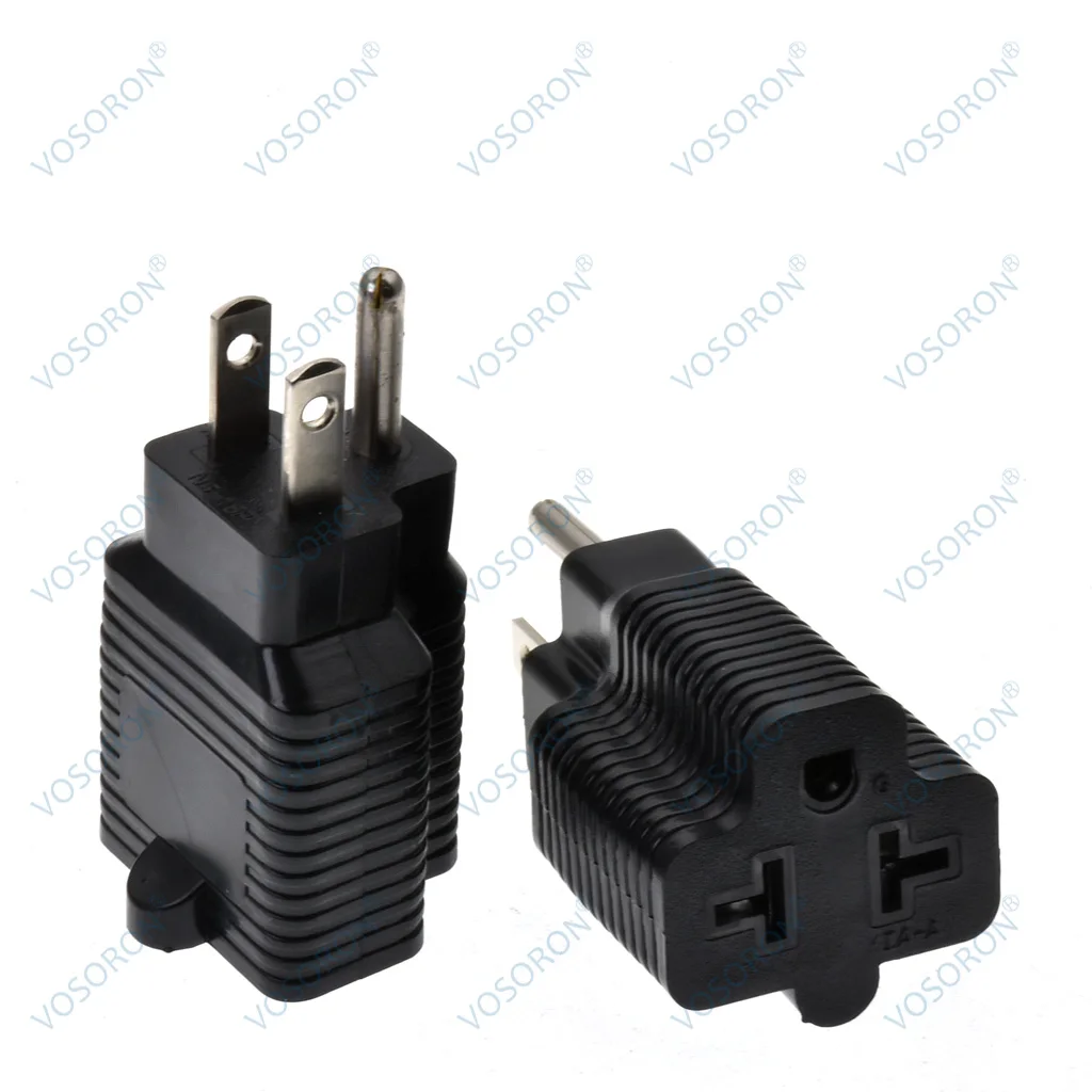 1PCS Power Plug Adapter NEMA 5-20R To NEMA 5-15P Conversion 3 Holes Household Electrical Connector 50/60HZ 1.4-1.9CM Male Plug