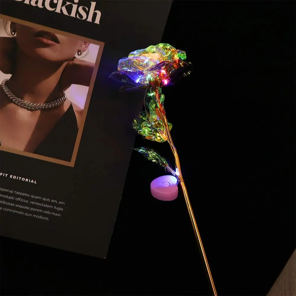 الذهب الإبداعي للأبد الحب احباط مطلي هدية عيد الحب زهرة اصطناعية محاكاة الورد الاصطناعي