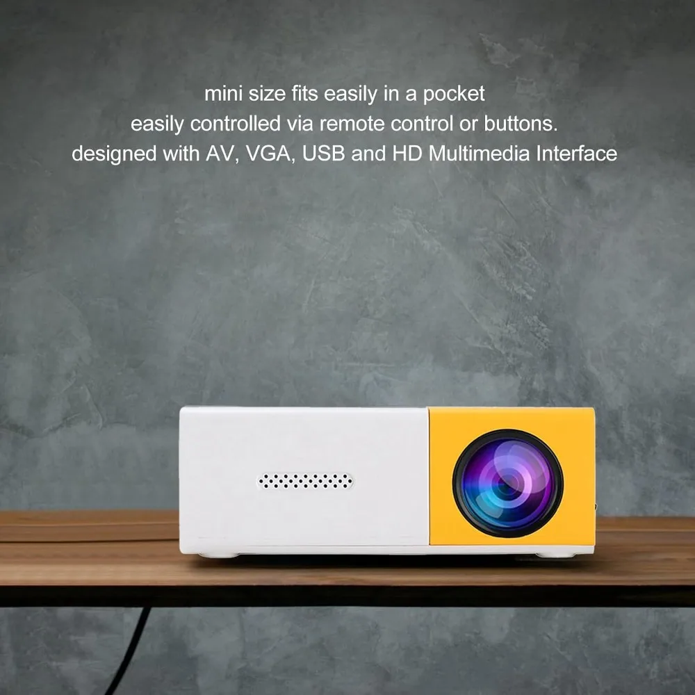 YG300 Mini Projector, Full HD 1080P Home Theater LCD Video Projector, AV, VGA, USB, Smartphone, Laptop, Game Machine, TV Box