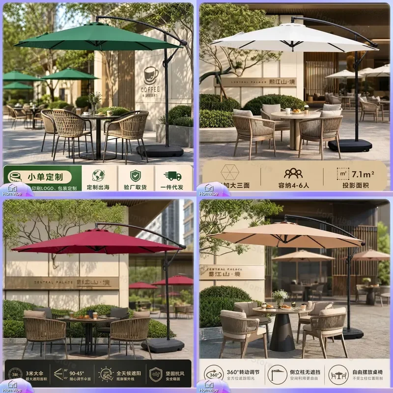 Large Outdoor Patio Umbrella Cantilever Banana Sunshade for Garden Beach Camping Courtyard Parasol with Crank Tilt UV