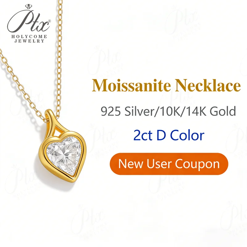 

Moissanite NecklaceMinimalist Heart Cut 2ct D Color 925 Silver/10K/14K Gold Bridal Wedding & Everyday Wear Luxury Jewelry Gift