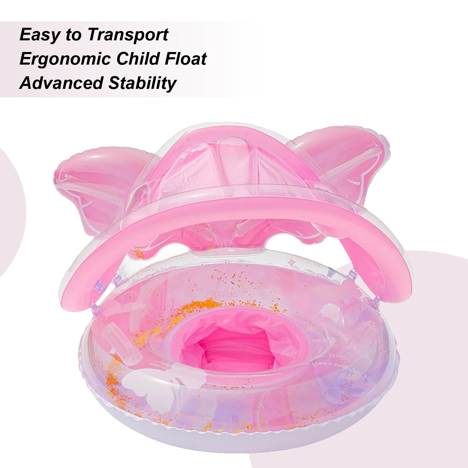 

Baby Float Sun Protection Baby Canopy Pool Float Butterfly Shape Lounge Mat Boat Water Chair For Outdoor Play Swimming Lake