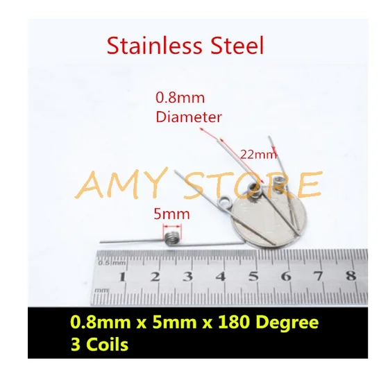 10Pcs 0.3 0.4 0.5 0.6 0.7 0.8mm Spring Steel or 304 Stainless Steel Small V Shaped Coil Torsion Spring 90 135 175 180 degree