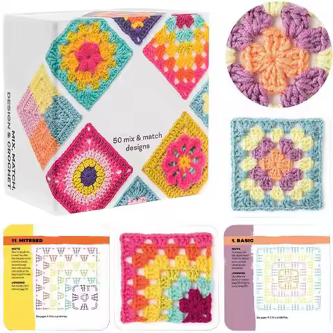 50 Mix &amp; Matchs Designs Crochet Cards DIY Knitted Pattern Cards Set for Beginners Deck Knitting Kit