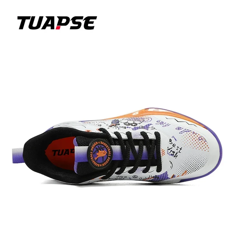 TUAPSE Autumn Winter Men's Sports Shoes Fashion Cartoon Pattern Quality PU Leather TPU Rubber Outsole Non-Slip Basketball Shoes