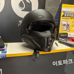 Black Warrior Retro Motorcycle Racing Helmet Detachable Combination Neutral Style for Motorbike Riding