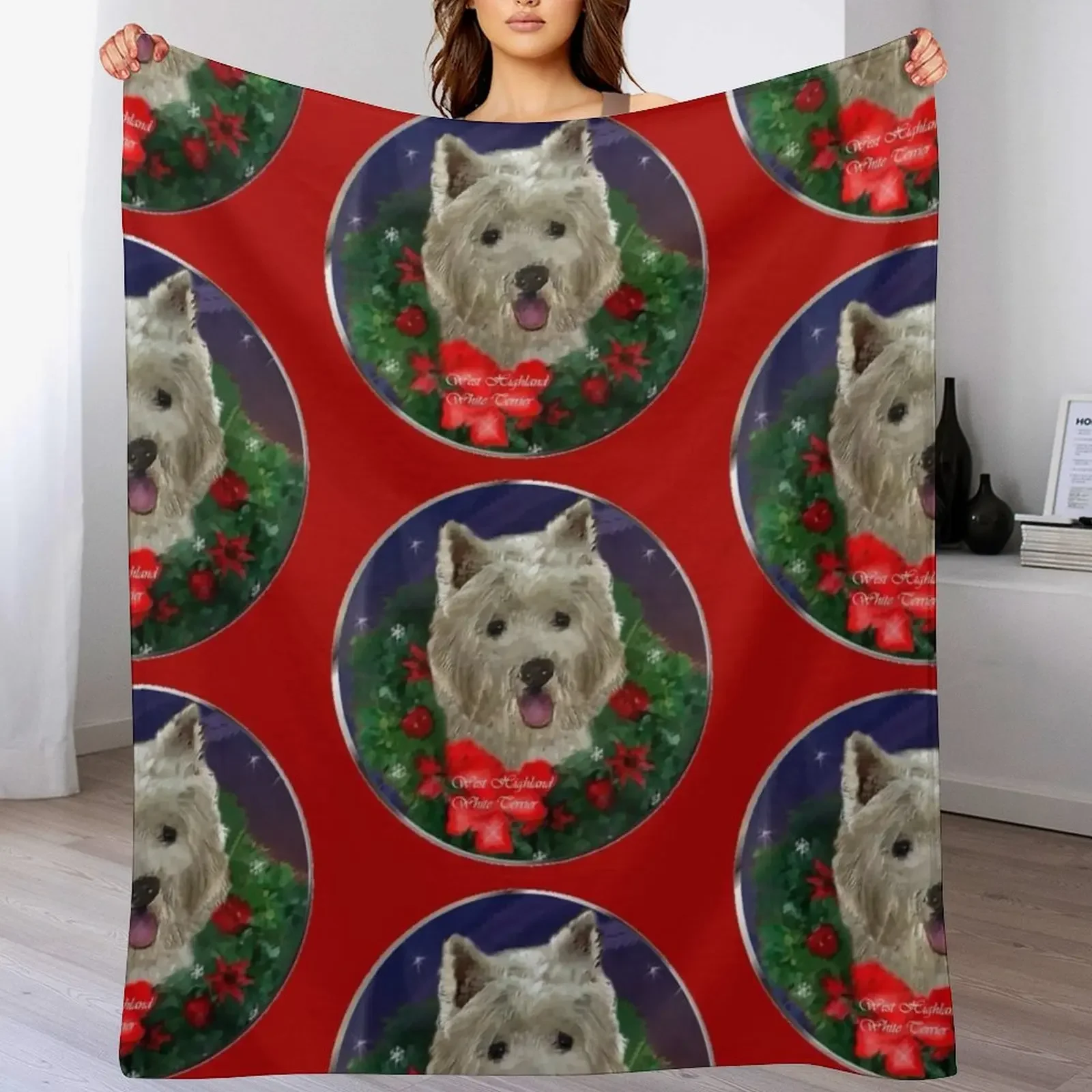 

Westie Lovers Christmas Gifts Throw Blanket Cute Plaid Fashion Sofas Picnic Plaid on the sofa Blankets
