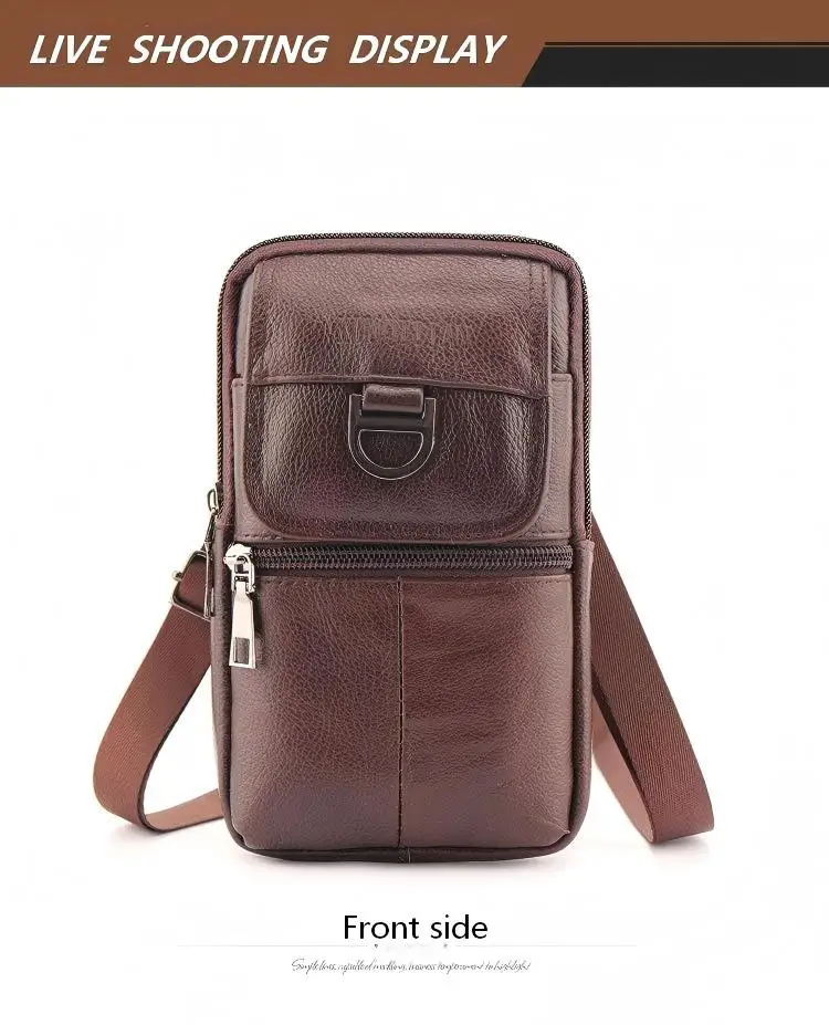 Herren-Leder-Gürteltasche - Große Kapazität Handy-Gürteltasche - Outdoor-Arbeitsrucksack, Sport-Wandertasche Tragbare Umhängetasche – Detail 14