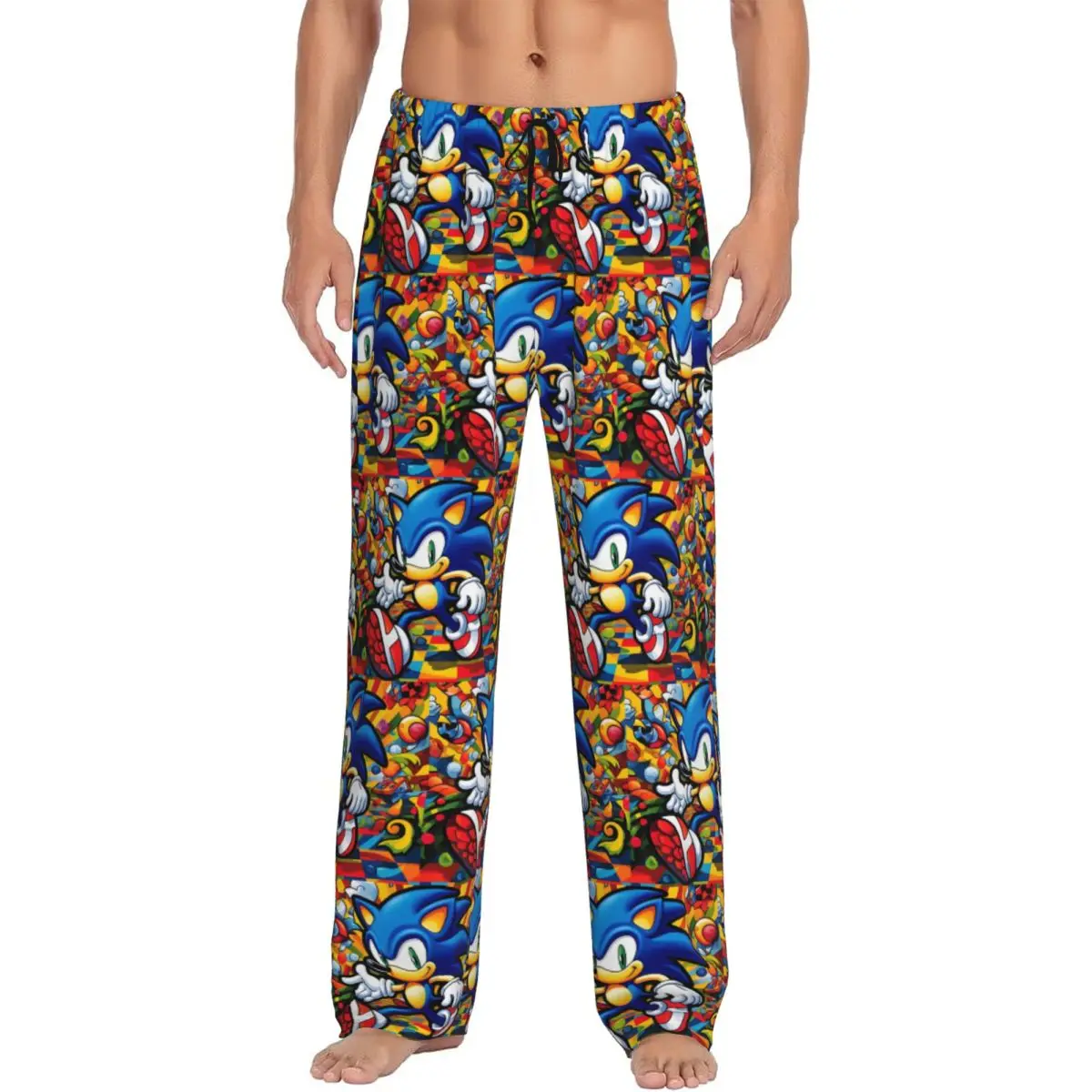 

Custom Men Soniced Pajama Pants Printed Cool Anime Sleep Sleepwear Bottoms with Pockets