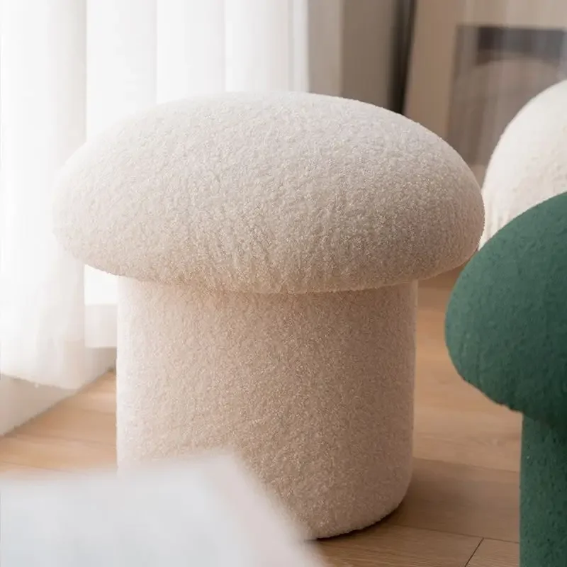 Cloth Household Shoes Stool Mushroom Shape Round Small Rounds Shoes Stool Dressing Stool Bedroom Ottomans Living Room Furniture