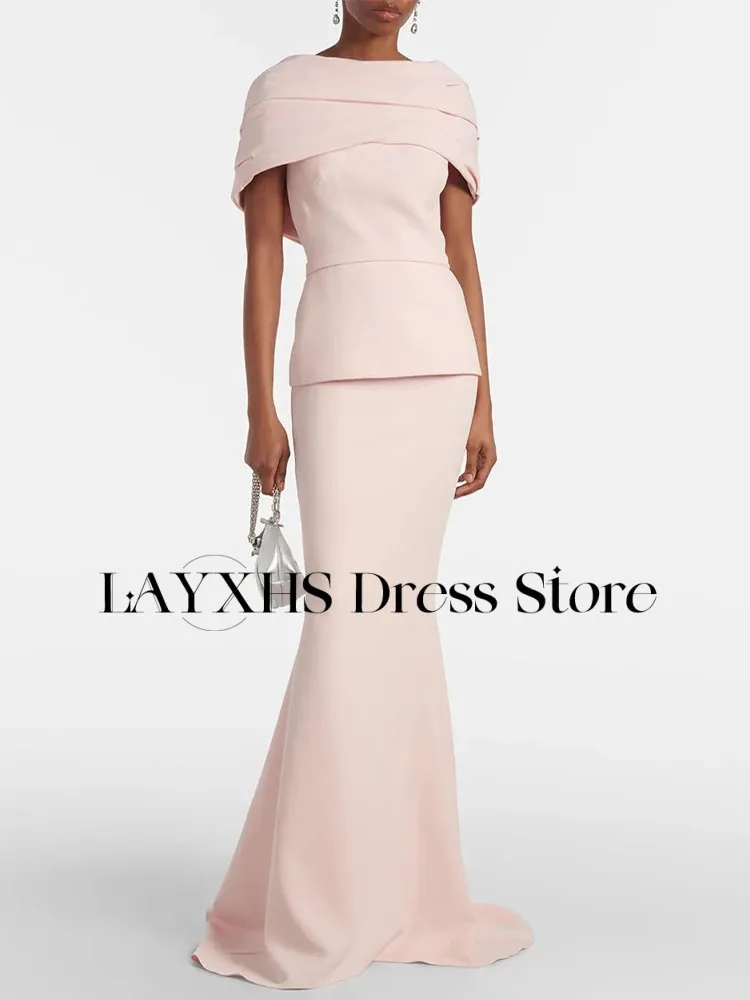 LAYXHS Mode Roze O-hals Avondjurken Zeemeermin Ruglooze Rits Vloerlengte Feest Galajurk Aangepast فساتomo 2017-