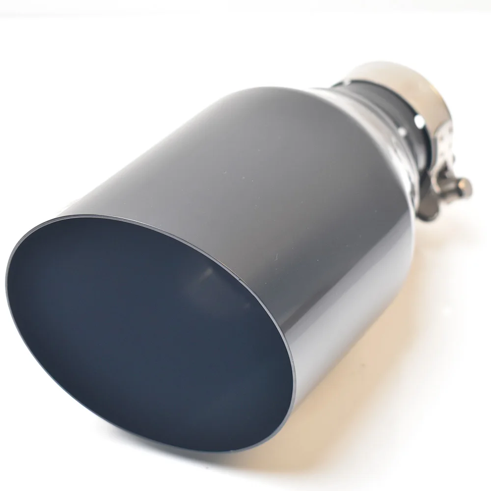 Rユニバーサルステンレス鋼車マフラーアクセサリーマットブラックスラッシュカットエンドパイプ自動車排気チップ