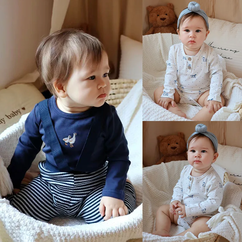 

Baby Boys and Girls Base Rompers Spring and Autumn Bag Fart Clothes Baby Jumpsuit Outdoor Triangle Clothes