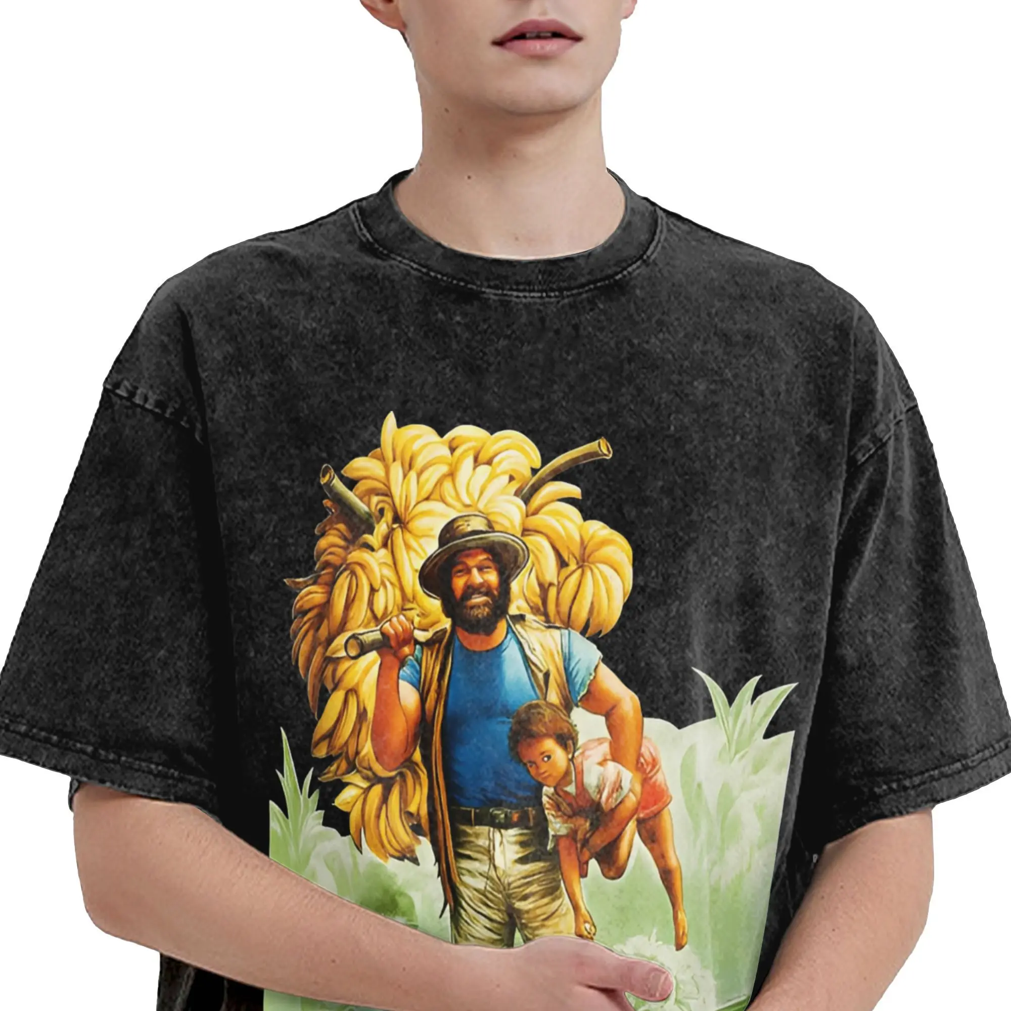 تي شيرت Bud Spencer Banana Joe للرجال كاجوال من القطن الخالص تي شيرت برقبة دائرية وأكمام قصيرة ملابس بمقاسات كبيرة