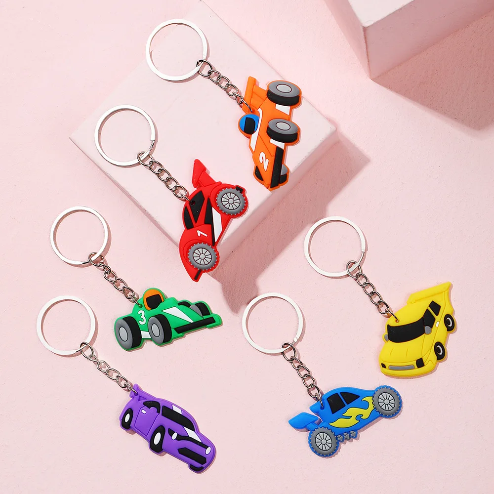 12/18/24pcs Racing Cars Party Favors Keychain Race Car Silicone Keychain Kid Baby Shower Goodie Bag Fillers Race Car Party Decor