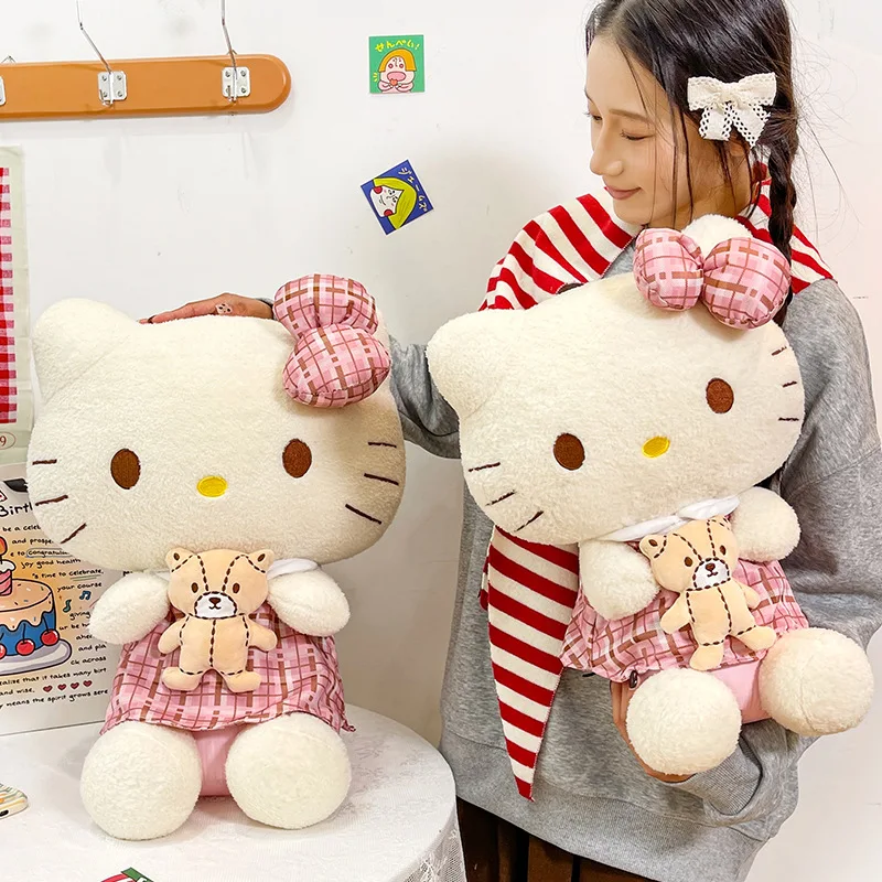 Kawaii sanrio brinquedo de pelúcia dos desenhos animados olá kitty boneca de pelúcia crianças presente de aniversário para crianças brinquedo macio atacado bonito kawaii pelúcia