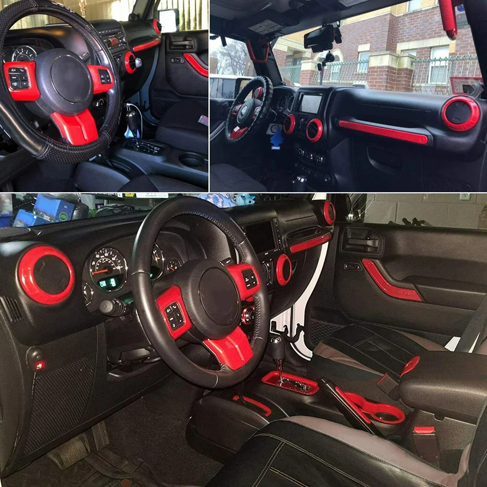 Car Interior Trim Set 18pcs for Jeep For Wrangler JK JKU 4 Door 2011 2017 Made from ABS Plastic with Precise Fit Design