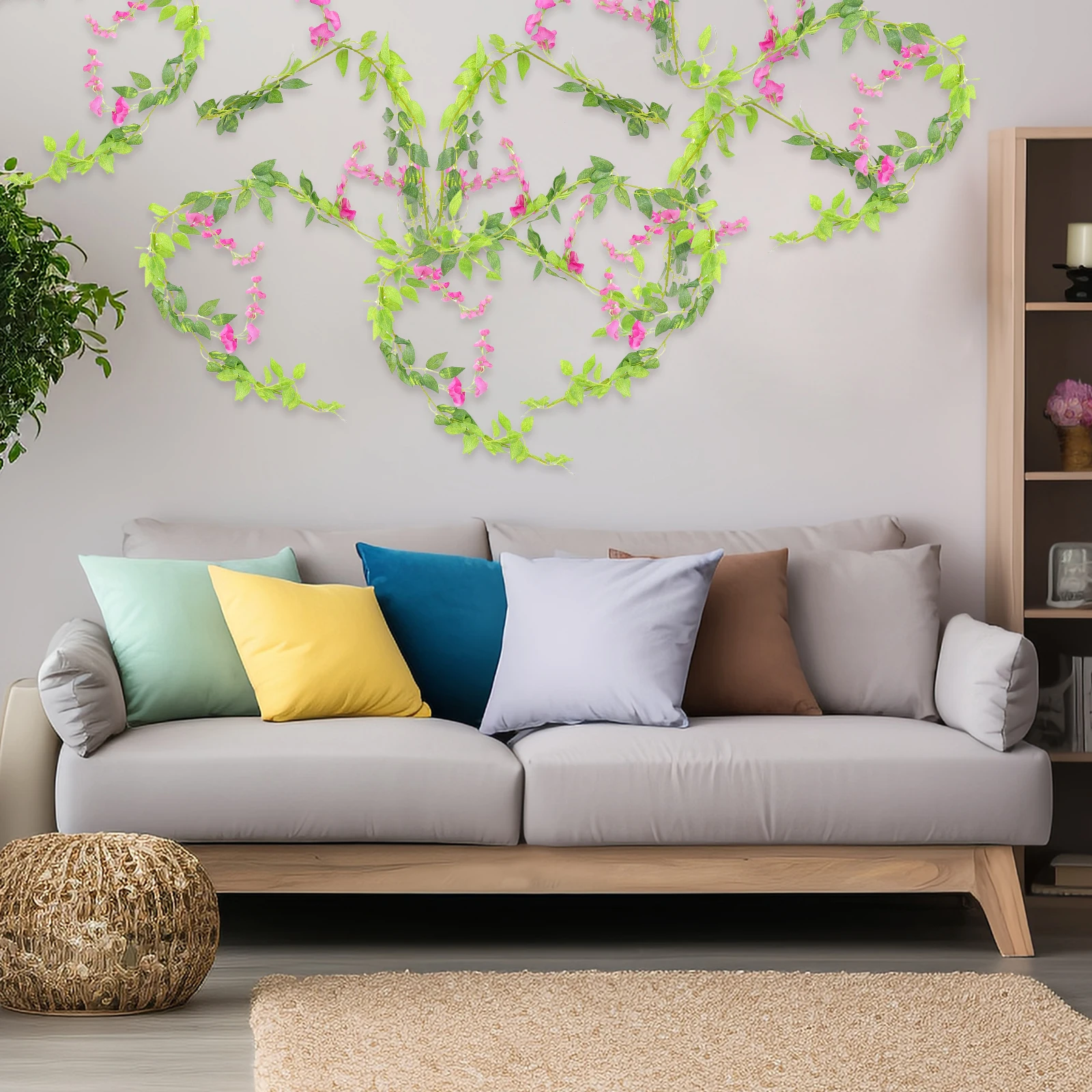 

Artificial Wisteria Vine Fake Flower Vines Hanging Decor Wedding Home Decoration Green Leaves Wisteria Garland Fake Flowers For