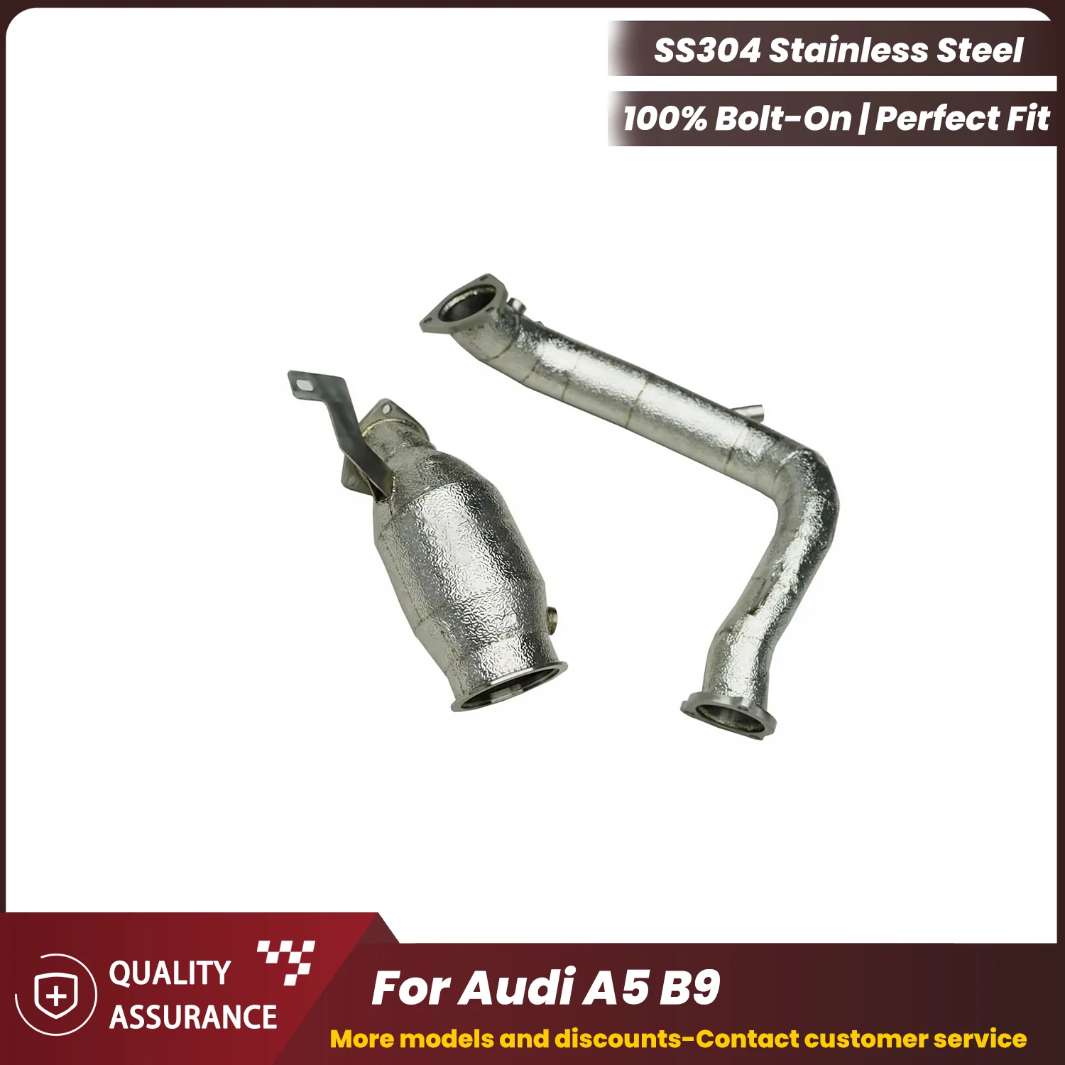

ECCF Sports Downpipe With Heat Shield For Audi A5 B9 Aggressive Exhaust Sound High Flow Performance Upgrade Easy Installation