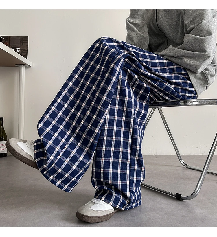 Extra Large Size 8XL Fleece-lined Thick Sweatpants Men Vintage Plaid Work Pants for Men Loose Lazy Style Men's Winter Pants