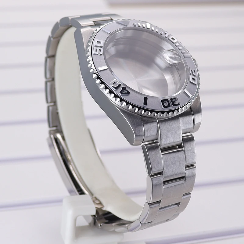 Imagem -04 - Relógio 20 mm Pulseira Conjunto Case Vidro de Cristal Safira para Seiko Nh35 Nh36 Eta 2824 Miyota 8215 Movimento 28.5 mm Prata Iate 40 mm