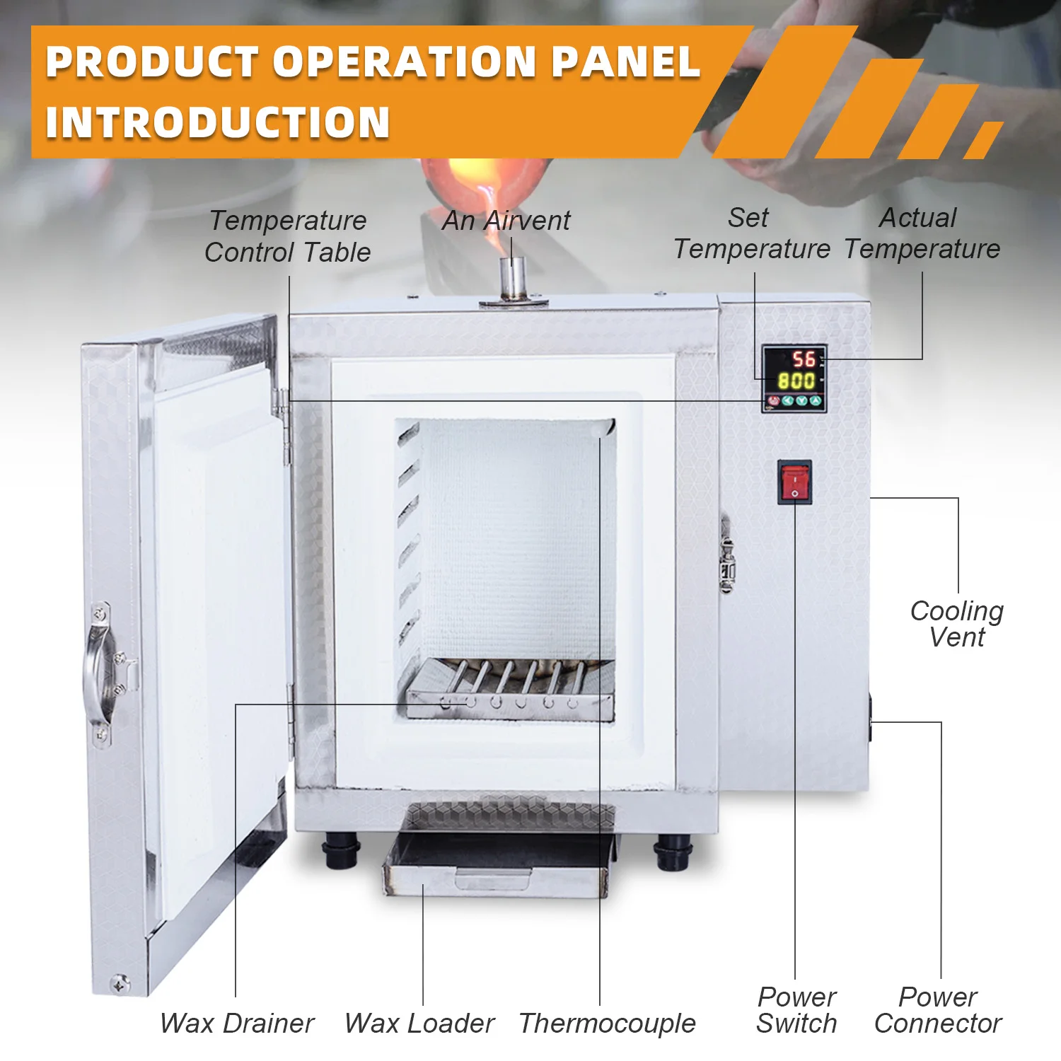 Печь для литья ювелирных изделий, сегментированная печь 15*15*20 см, инкубатор для штукатурки 900 ℃   Высокотемпературная машина для литья ювелирных изделий