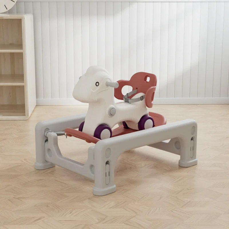 Indoor rocking carousel, rocking horse roller coaster 2-in-1 baby rocking horse