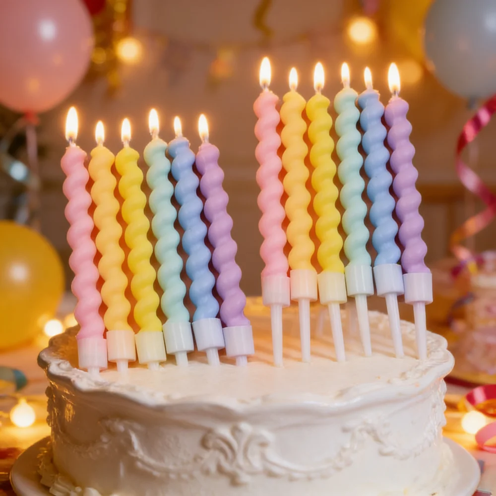 6/12ps Cakelove  Colorful Birthday Candles With Stand Star Heart Cake Candle Baby Children Birthday Party Supplies Wedding Decor