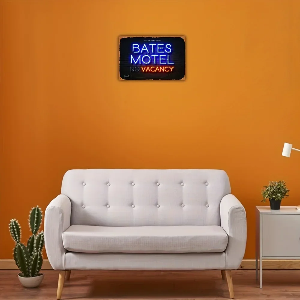 علامة معدنية نيون للحنين من بيتس موتيل، ديكور حائط مثالي للرجال، حانة بار الطابق السفلي والمزيد #6