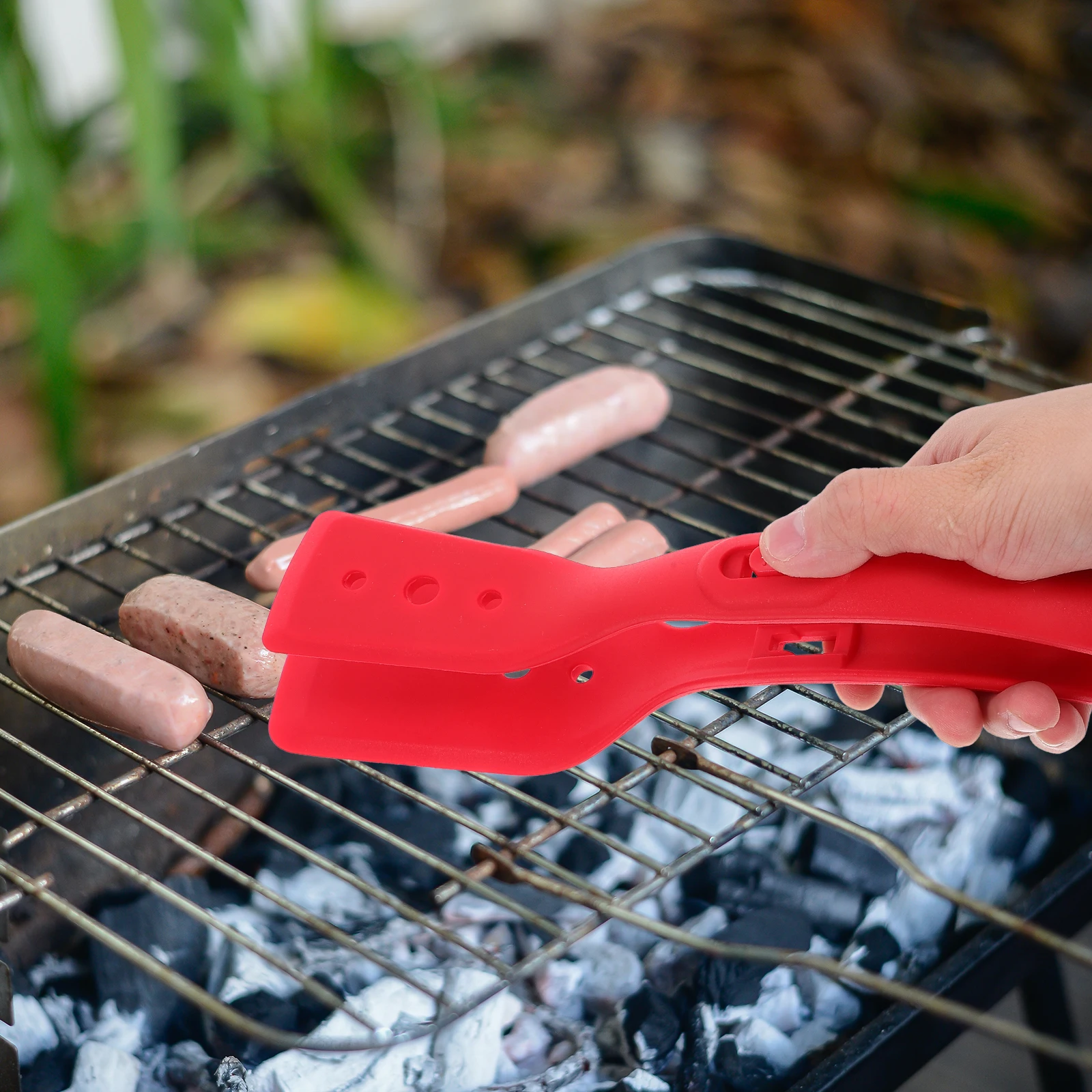 

Silicone Cooking Tongs Spatula Clip Egg Flipping Fish Stainless Steel Kitchen Tools Food Red Buffet Frying Accessories