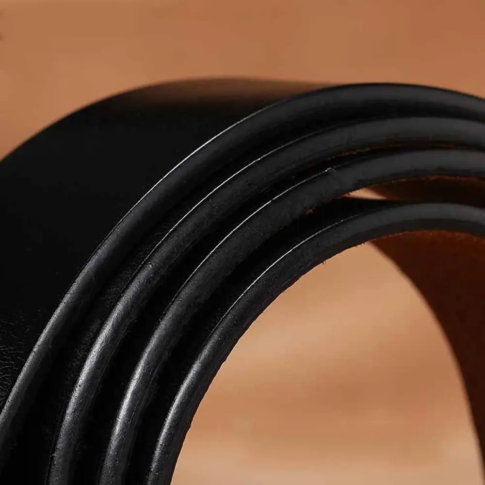 Durable Replacement Luxury Brand Designer Genuine Leather Belt Classic Waistband No Buckle Girdle 3.3/3.8cm with Hole view 2