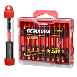 Geinxurn Impact Screwdriver Bits Set, Magnetic S2 Steel Multi Power Bits with Storage M-Box