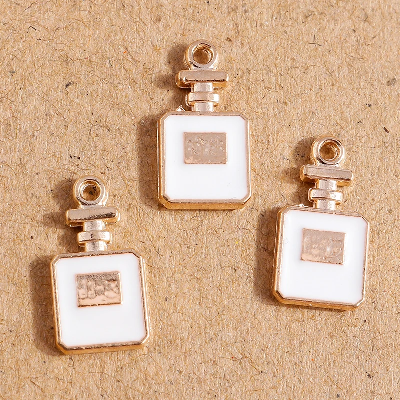10pcs 9*16mm Alloy Enamel Perfume Bottle Charms Pendants for Cute Necklaces Drop Earrings Keychain DIY Jewelry Making Findings