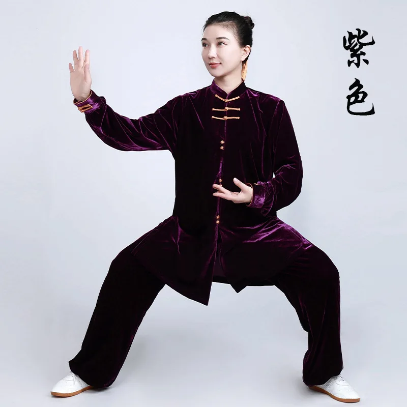 

Chinese Martial Arts Performance Tai Uniform Gong fu Wushu Suit Taiji Clothing Women's New High-End Velvet Season Thickened