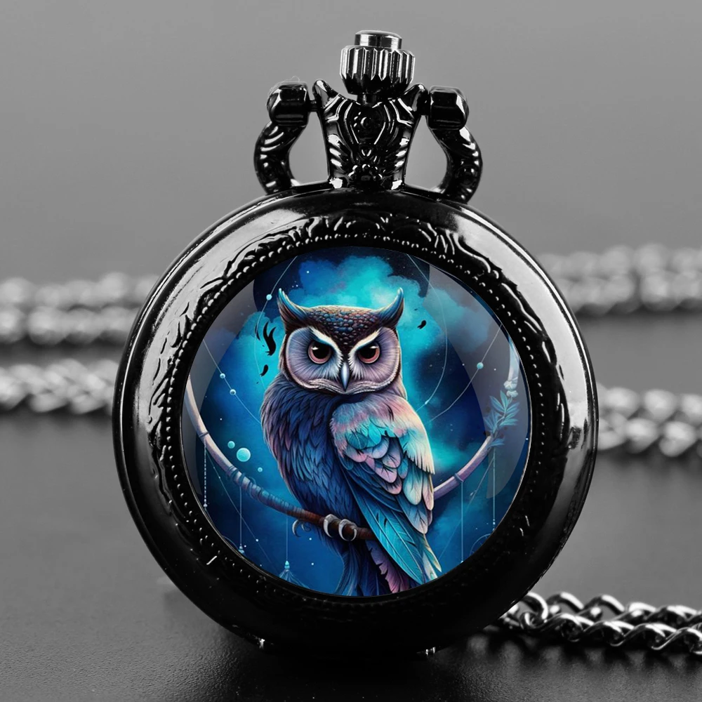 Animal Owl Steampunk Quartz Pocket Watch for Women Men Kids Unique Cat Design Vintage Clock Watches Chain Jewelry Pendant Gift