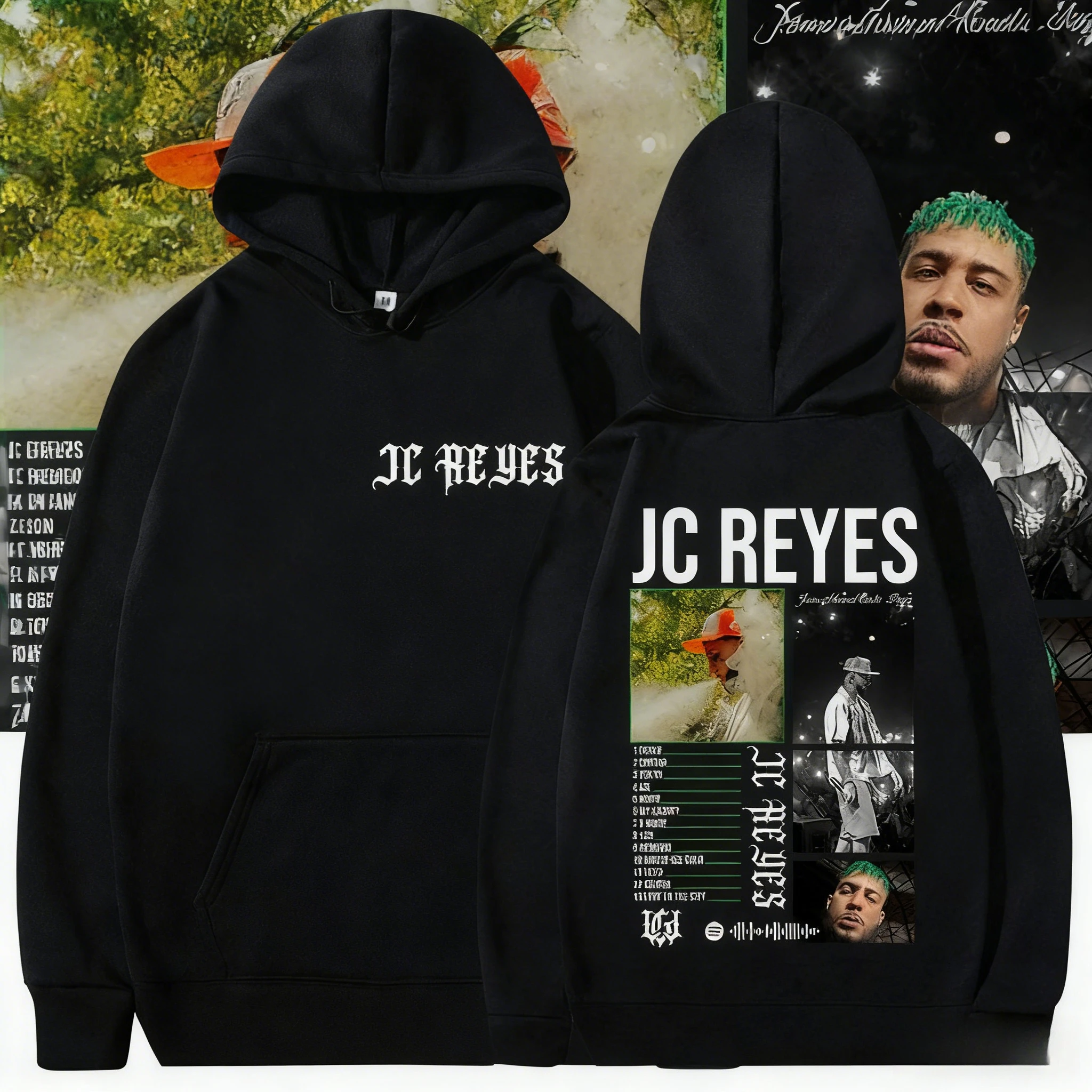 2025 الخريف/الشتاء مغني الراب Jc Reyes ألبوم جولة هوديي الذكور القوطية الهيب هوب القطن فضفاض البلوز موضة البوب الموسيقى هوديي