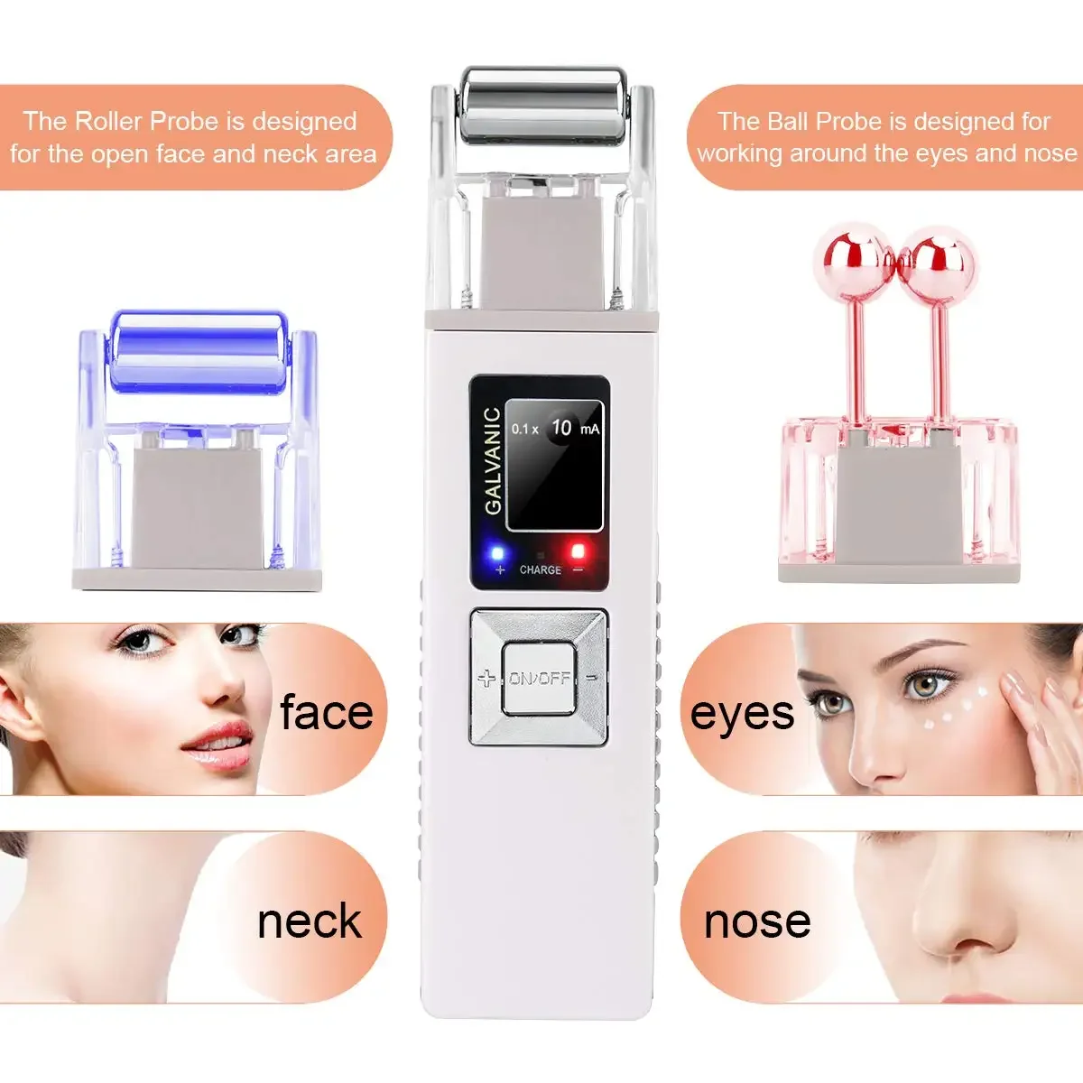 EMS Portable Galvanic Microcurrent Skin Firming Machine, Anti-Aging Face Lift Massager Home Use Rechargeable Beauty Salon Device