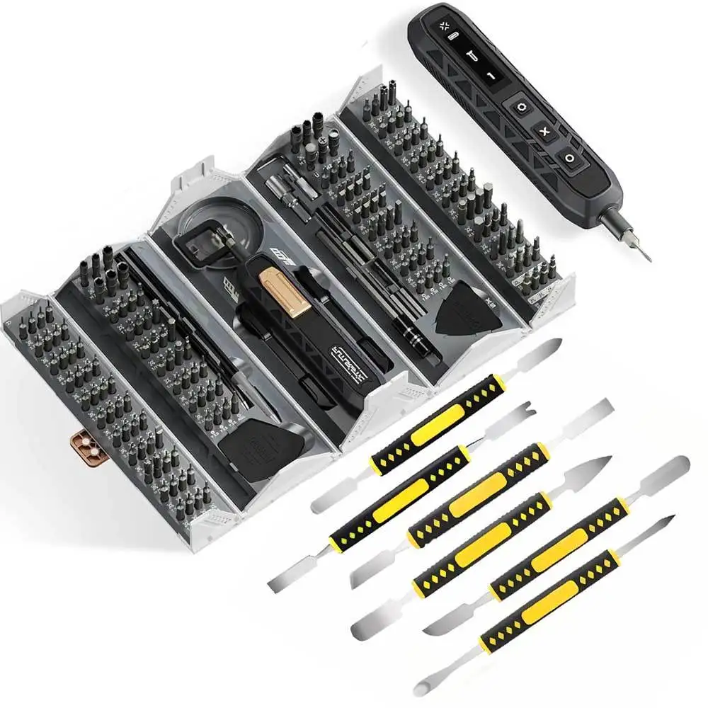 

180-in-1 Precision Electric Screwdriver Set, 3 Torque Modes & 160 Magnetic Bits for Electronics Repair; Plus 6pcs Metal Pry Tool Kit for Phone, Tablet & Watch Disassembly, Perfect for Screen Replacement, Internal Cleaning & Precision Maintenance.