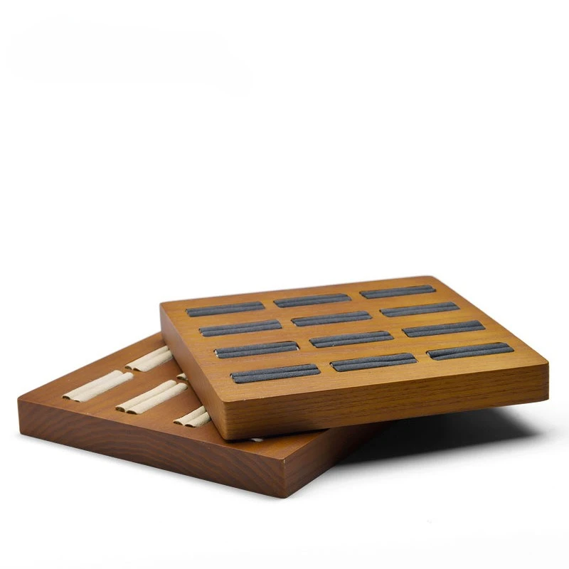 Solid Wood Ring Display Tray Wooden Jewelry Tray Microfiber Ring Tray