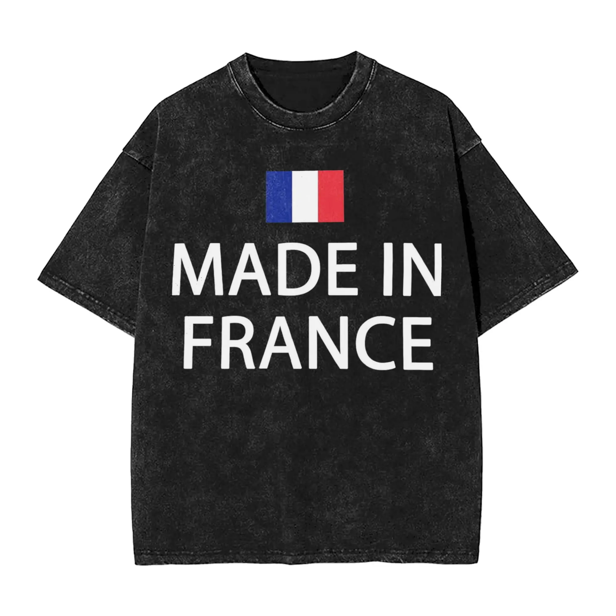 Harajuku Washed Shirts French Flag France Ancestry   Made in France  Merch Vintage T Shirt Oversize  Streetwear Short Sleeve