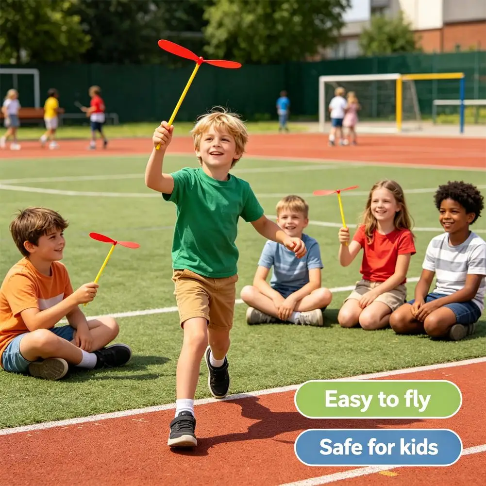 Plastic Bamboo Dragonfly Toy OutdoorHand Rub Flying Propeller Toys Classic Outdoor Rotating Game Toy for Kids