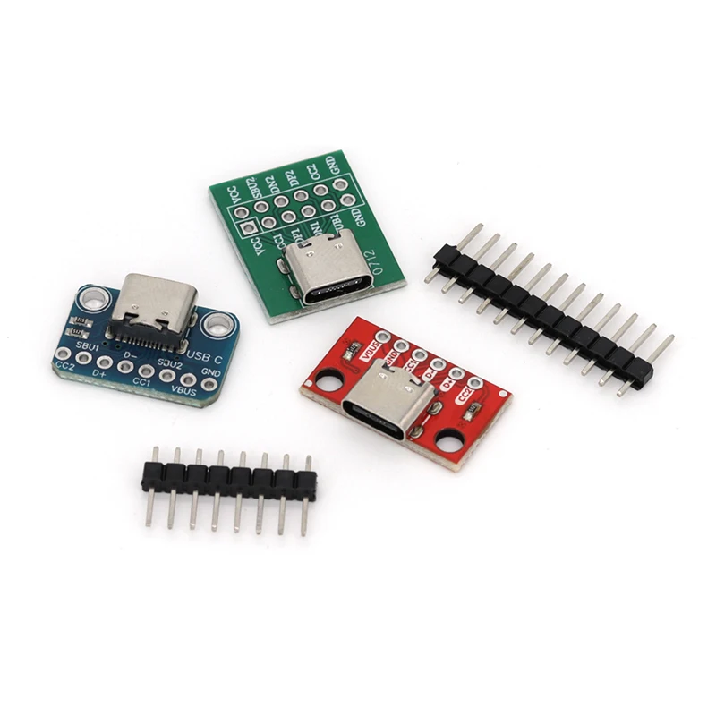 5PCS 2.54mm USB TYPE-C naar PCB Datatransmissie Power Adapter Pin Board Test Board Soldeer Vrouwelijke DIP connector Socket