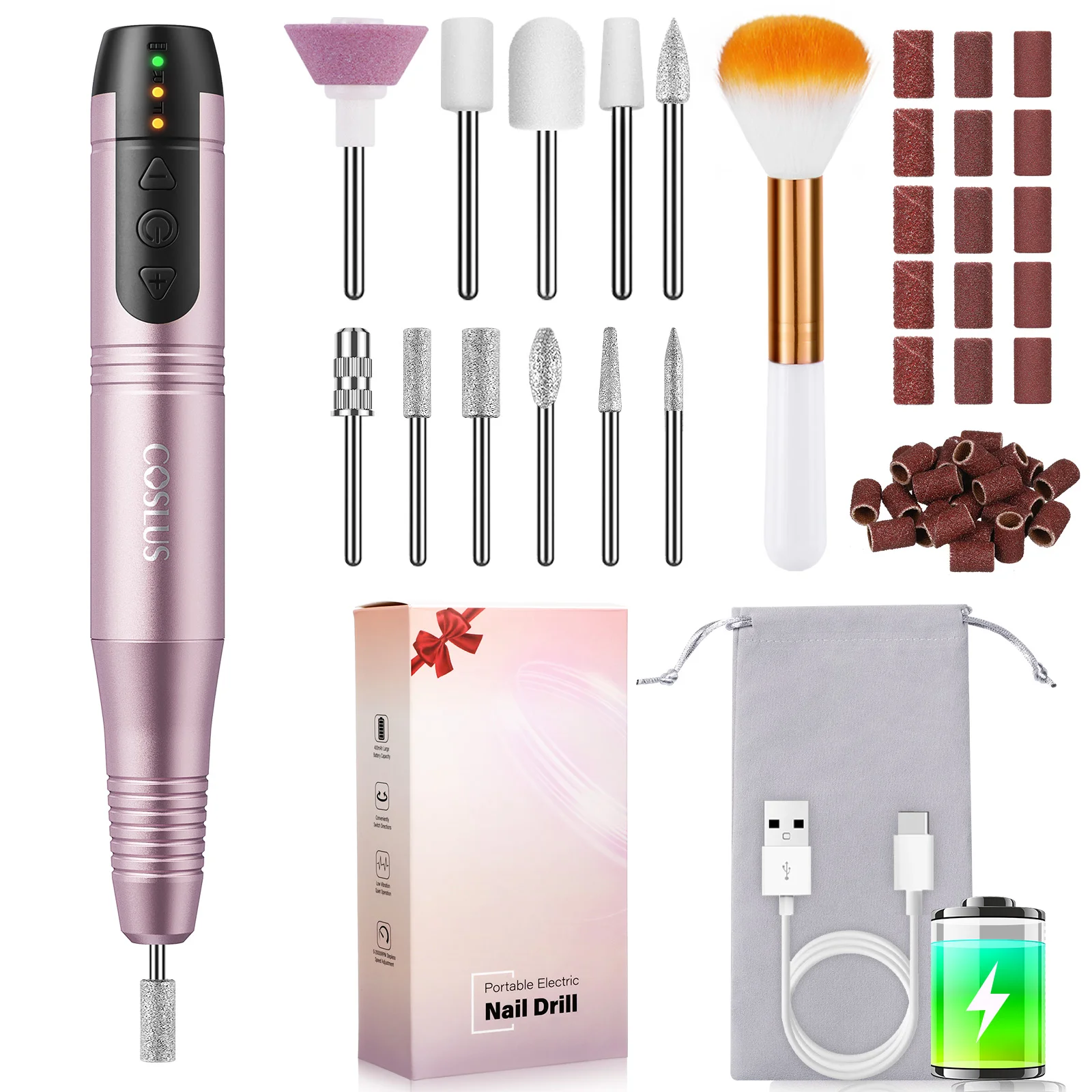 Electric Nail Polisher (built-in ) Drill Tools For Manicure Salon Supplies Pedicure Automatic File Kit Gel Wireless