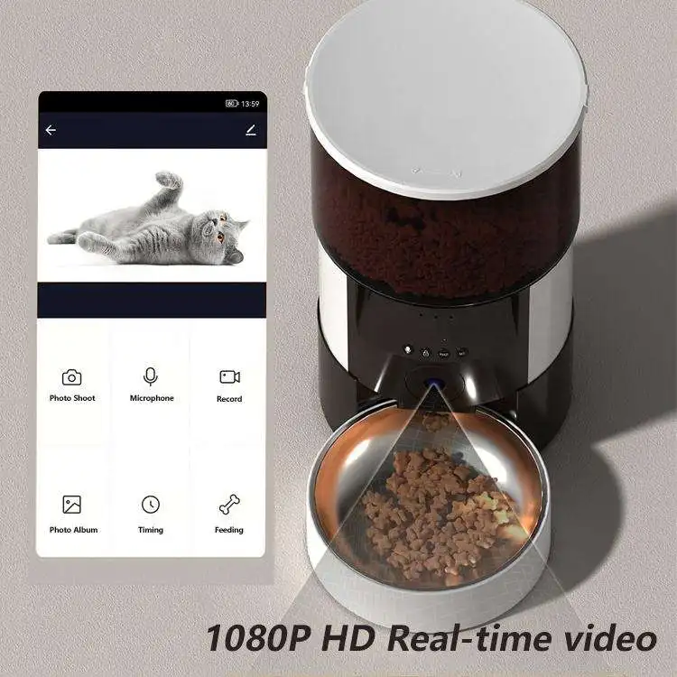 

3L Capacity 1080P Video Camera Cat Feeder 45 Inclination Food Outlet Design Automatic Pet Feeder