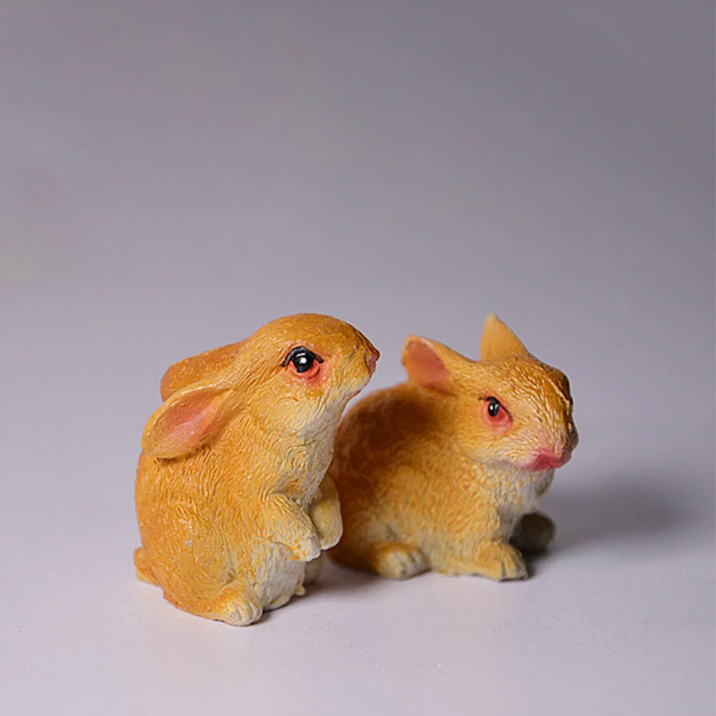 

4Pcs Mini Rabbit Sculptures Resin Cute Bunny Figurines Micro Landscape Bonsai Garden Countertop Easter Table Decor